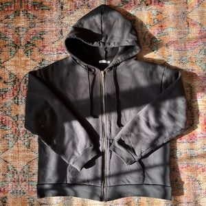 Reformation Oversized Zip Hoodie Sweatshirt - Small - Black - Organic Cotton